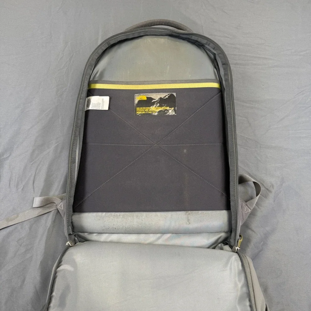 The North Face Surge Backpack Gray Yellow Laptop Bag FlexVent Hiking Travel